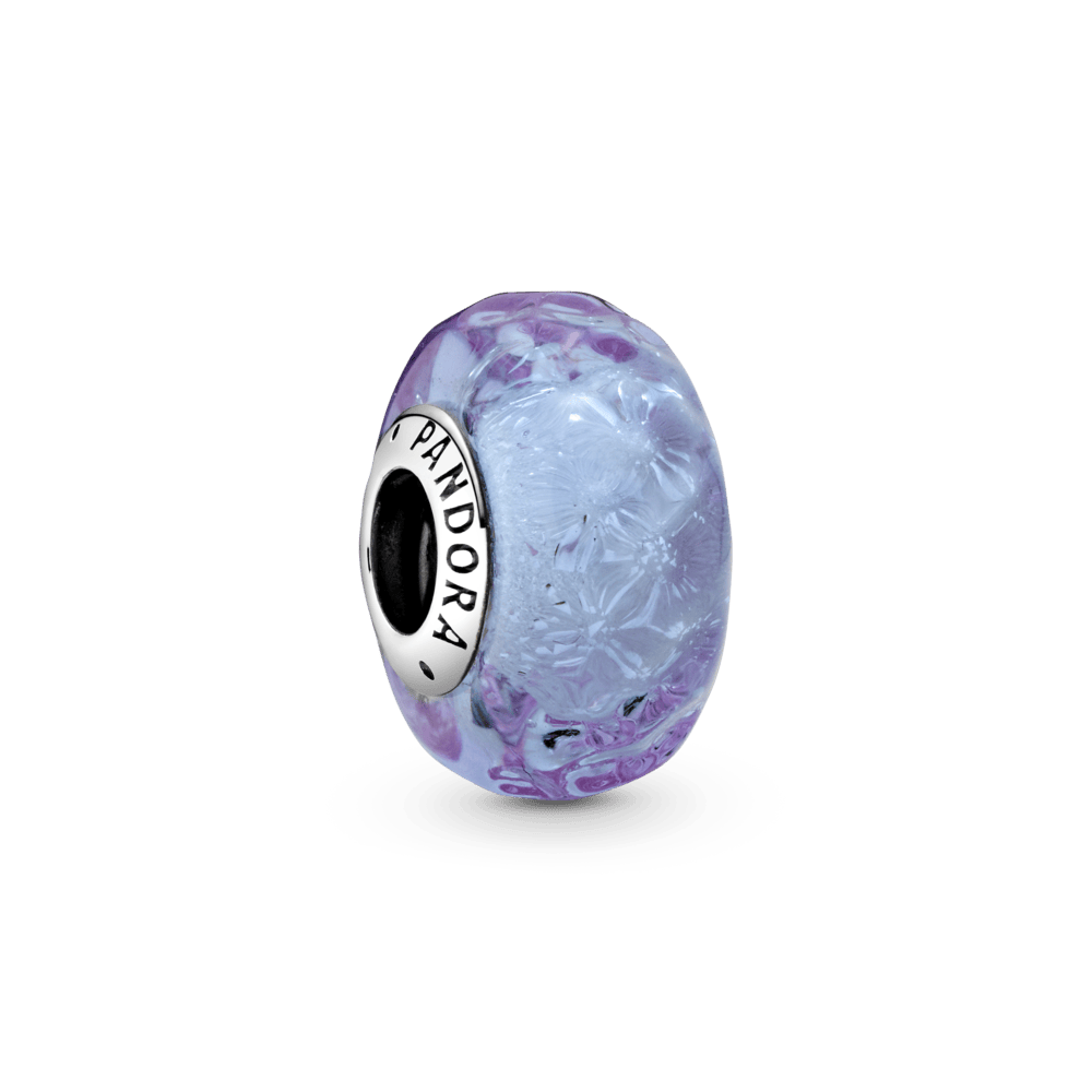 Viļņotais Murano stikla amulets lavandas krāsā