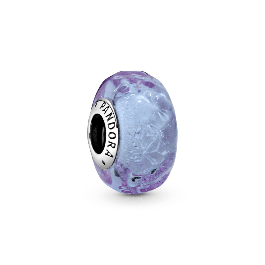 Viļņotais Murano stikla amulets lavandas krāsā