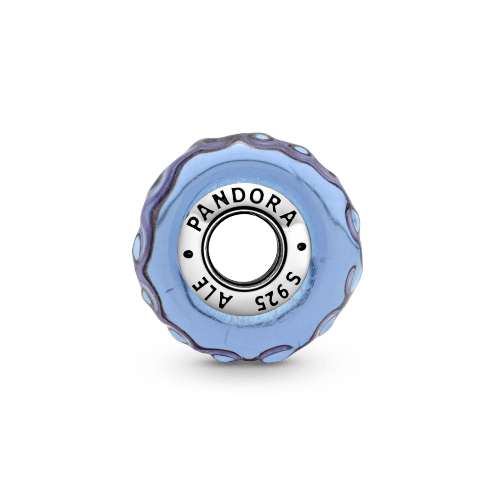 Viļņotais Murano stikla amulets lavandas krāsā