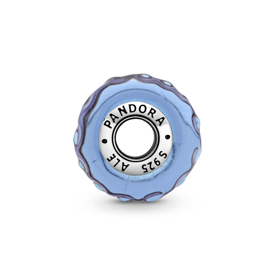 Viļņotais Murano stikla amulets lavandas krāsā