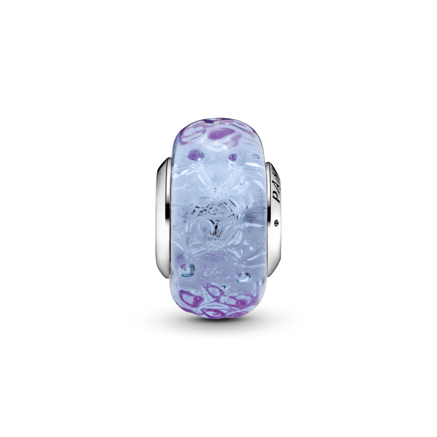 Viļņotais Murano stikla amulets lavandas krāsā