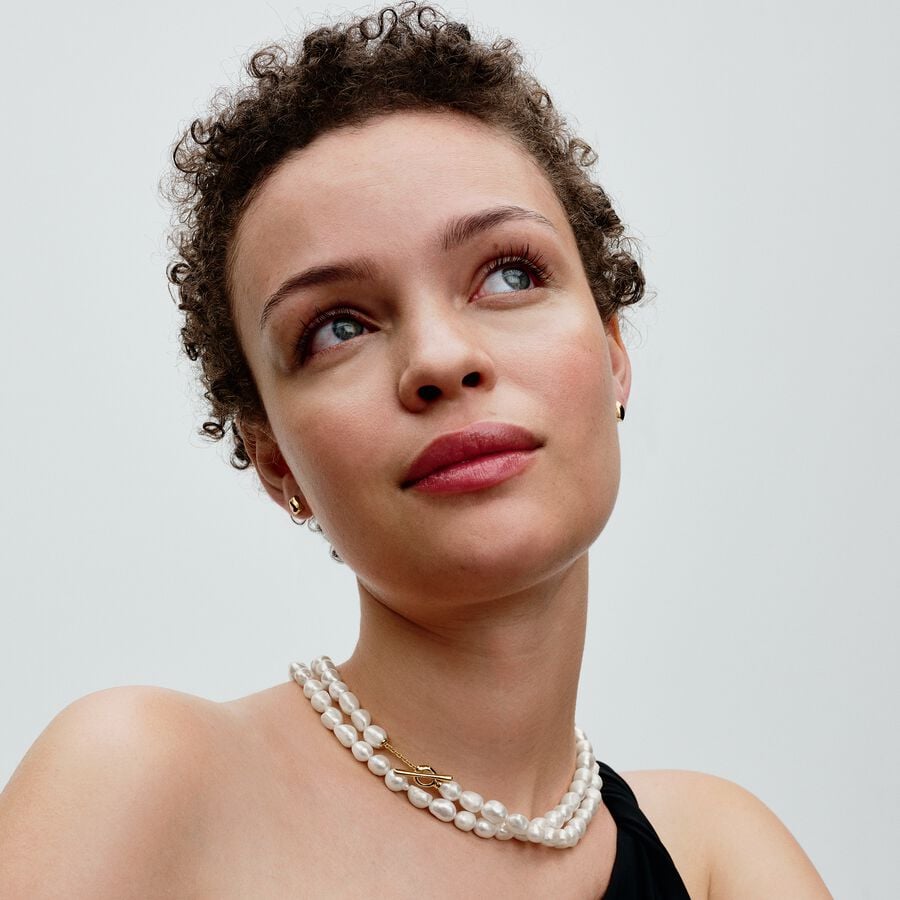 Baroka stila saldūdens kultivētu pērļu T-veida Collier kaklarota