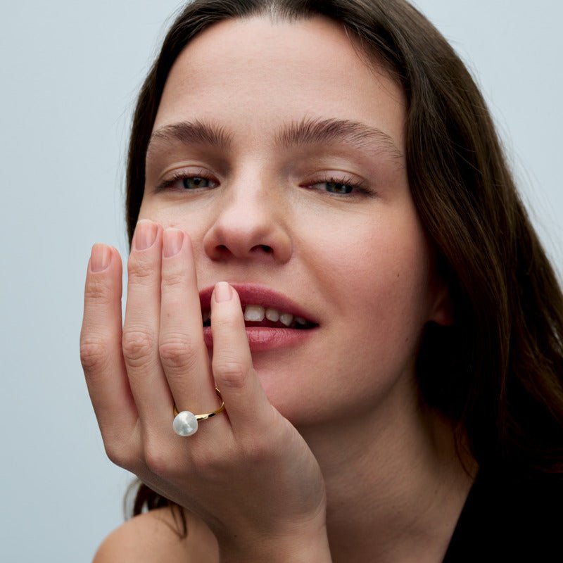 Baroka stila saldūdens kultivētu pērļu gredzens