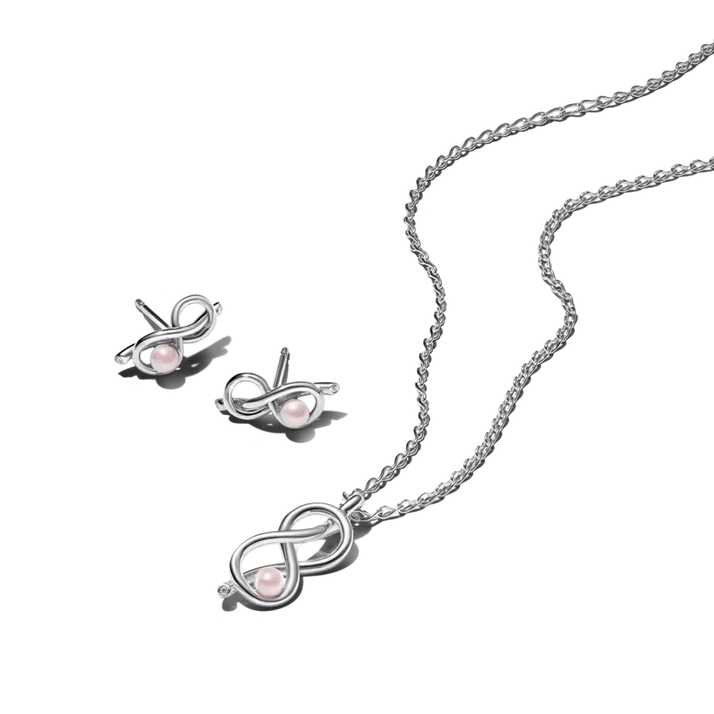Dāvanu komplekts: Bezgalības mezgla Collier kaklarota & Bezgalības mezgla stīpiņu auskari