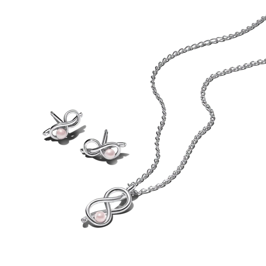 Dāvanu komplekts: Bezgalības mezgla Collier kaklarota & Bezgalības mezgla stīpiņu auskari