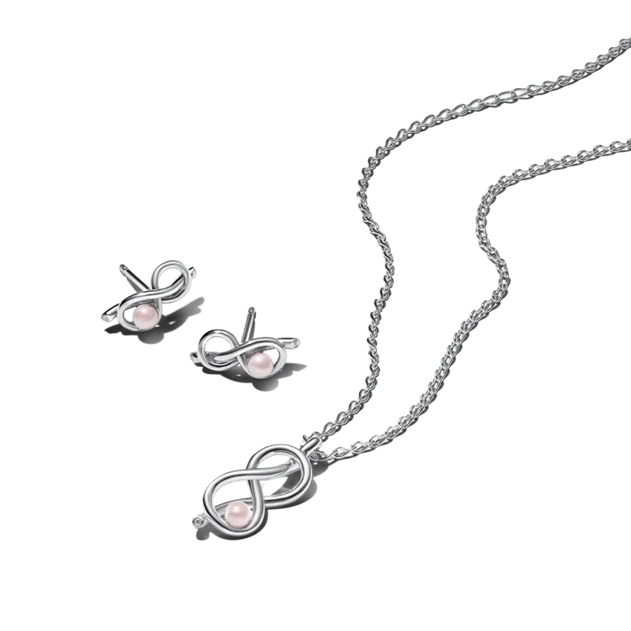 Dāvanu komplekts: Bezgalības mezgla Collier kaklarota & Bezgalības mezgla stīpiņu auskari
