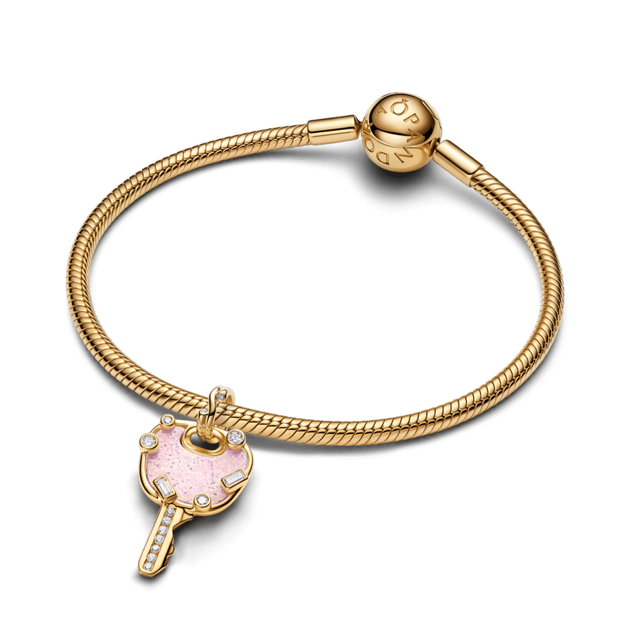 Opalescējošs rozā mīlestības atslēgas lielais amulets