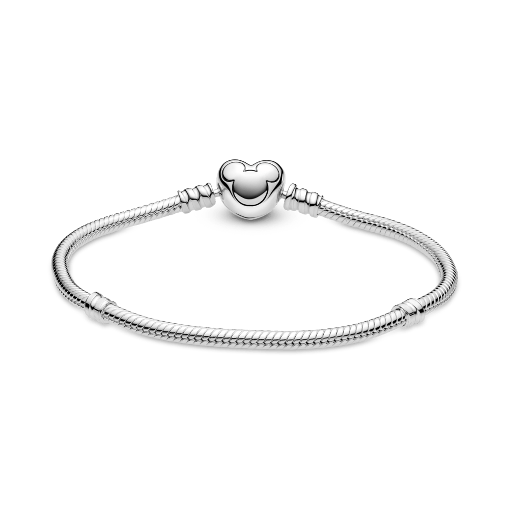 Disney Pandora Moments čūskas raksta ķēdītes rokassprādze ar Mikija sirsniņformas aizdari