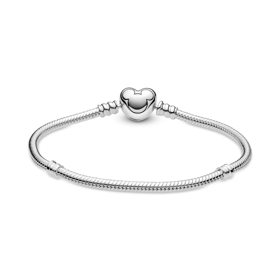 Disney Pandora Moments čūskas raksta ķēdītes rokassprādze ar Mikija sirsniņformas aizdari