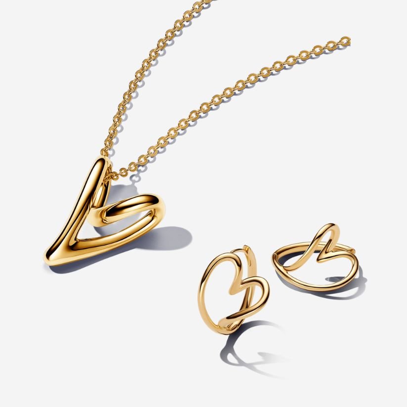 Dāvanu komplekts: Organiskas formas sirds kulona kaklarota & Dabiskas formas sirds stīpiņu auskari