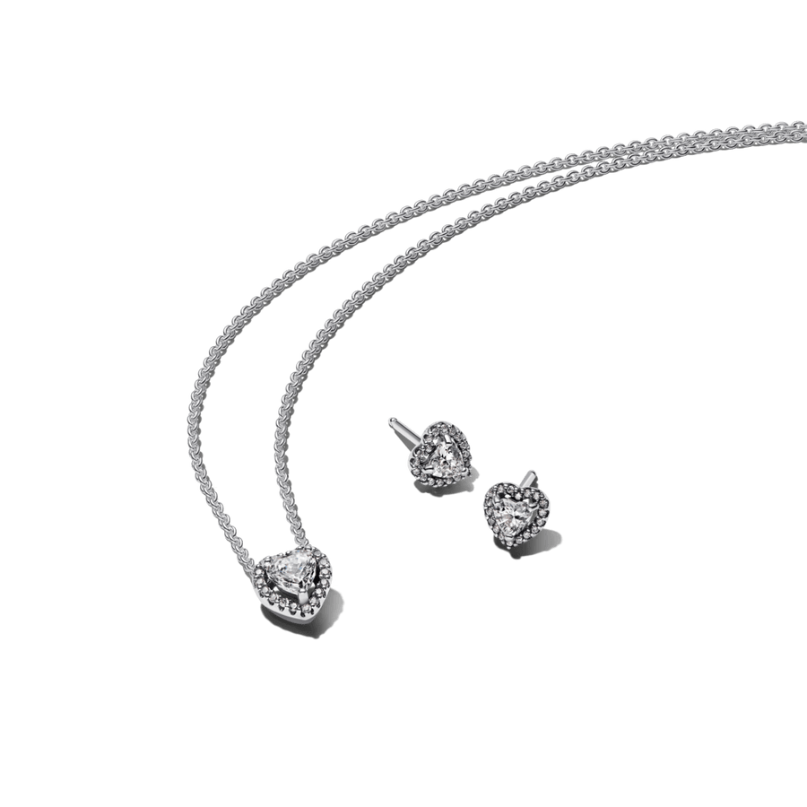 Dāvanu komplekts: Sirds formas kaklarota ar paceltu stiprinājumu & Sirds auskari