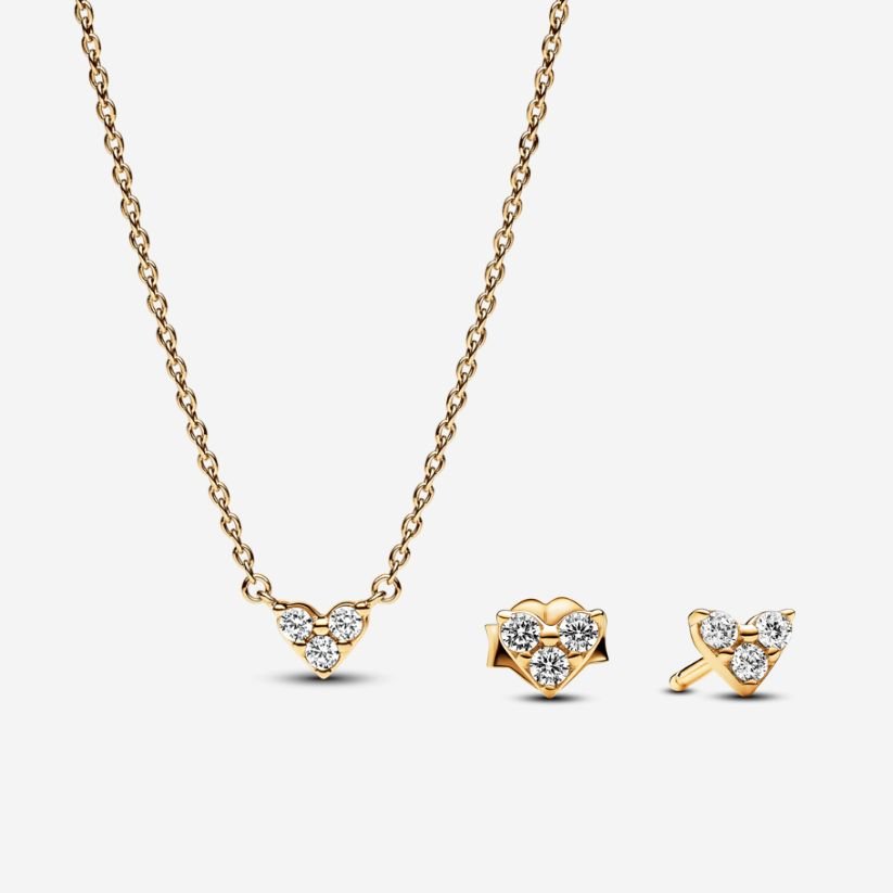 Dāvanu komplekts: Dzirkstošā bumbiera kaklarota & Trīskāršās akmens sirds auskari