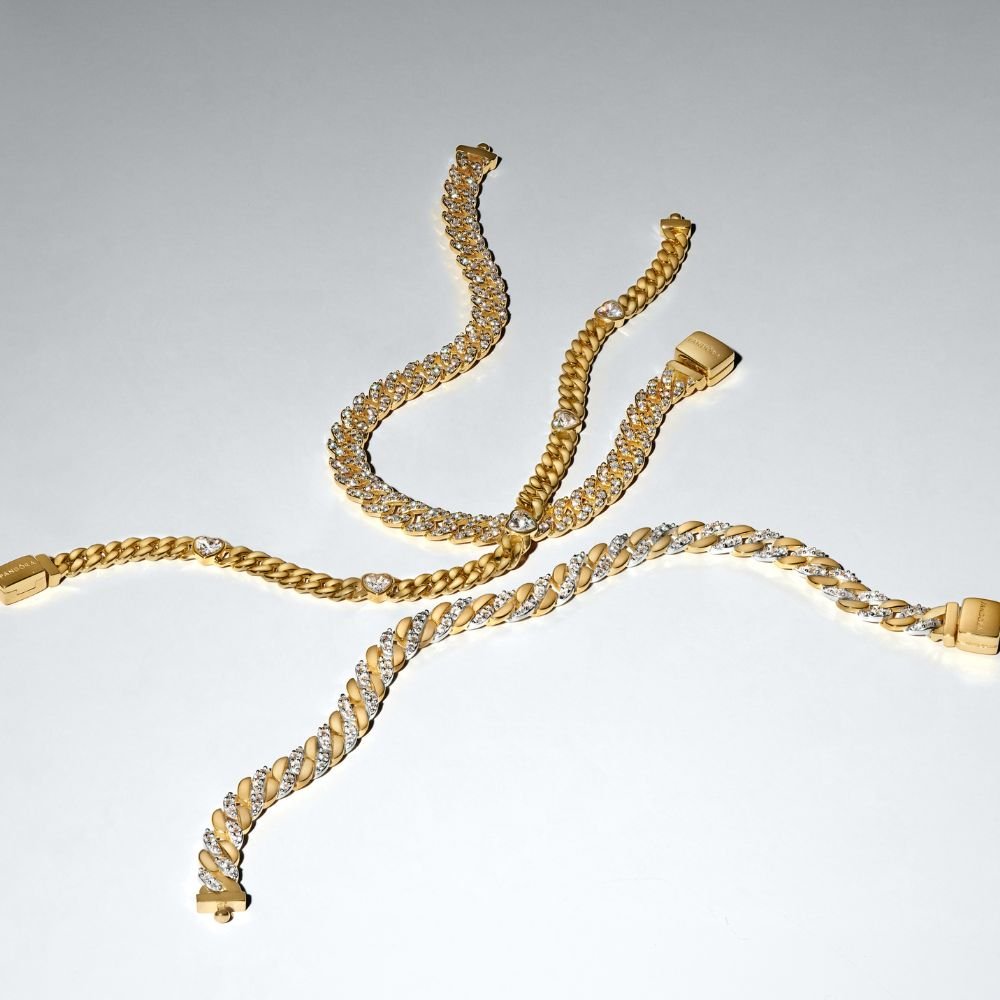 Divtoņu Pavé kubas ķēdes rokassprādze