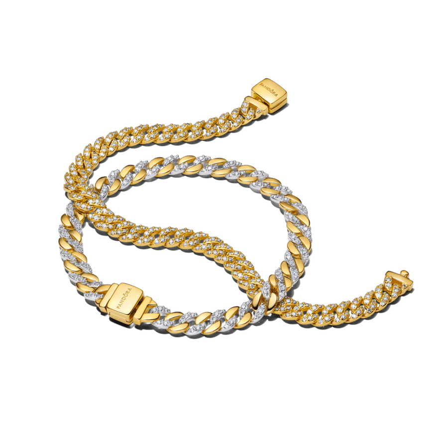 Divtoņu Pavé kubas ķēdes rokassprādze