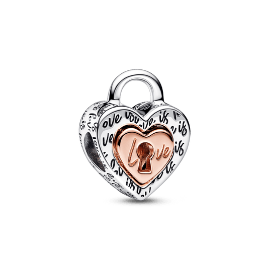 Divtoņu slēdzenes ar sadalāmu sirdi amulets