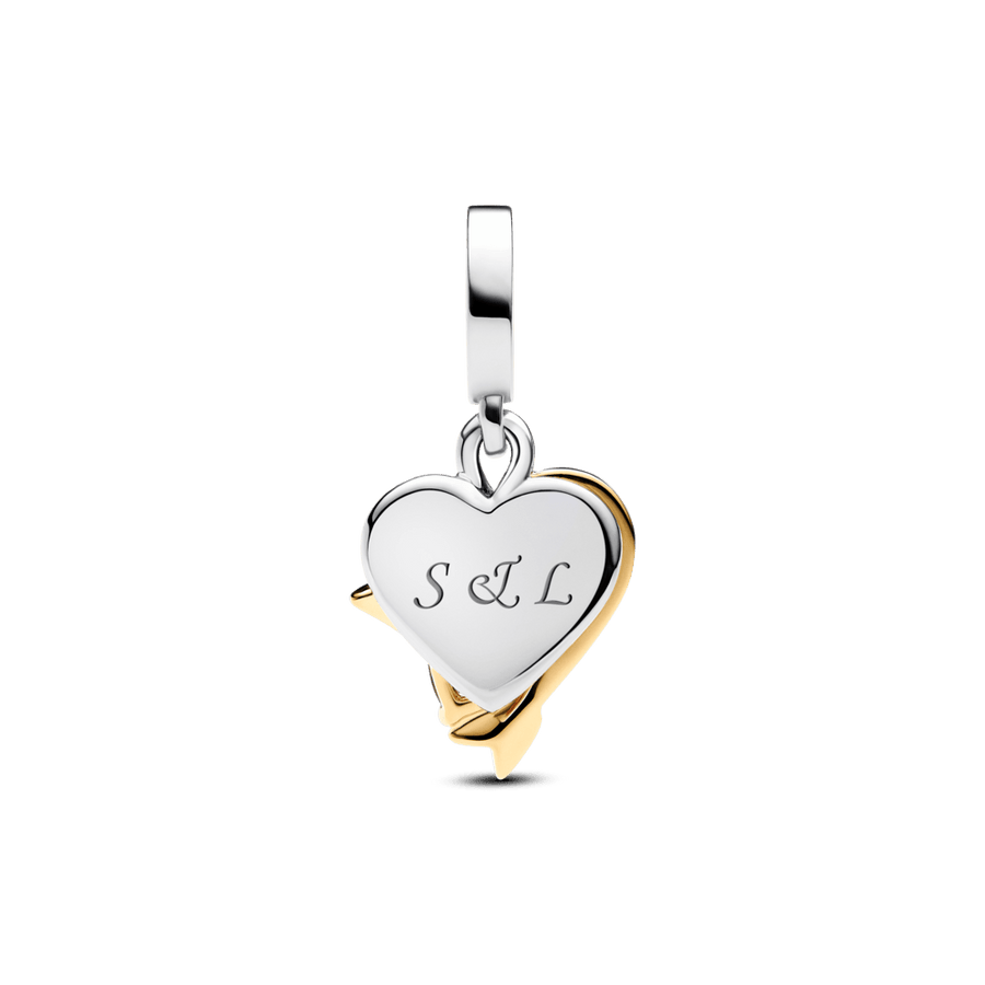 Iegravējams sirds un bultas dubultais amulets