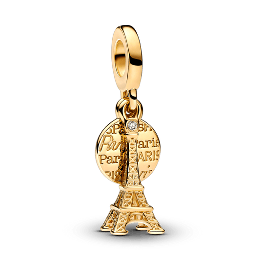 Laboratorijā audzēta dimanta iegravējamais dubultais amulets Parīzes Eifeļa tornis