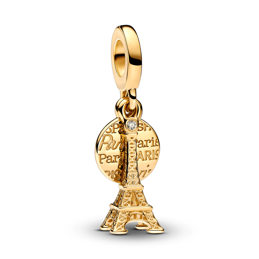 Laboratorijā audzēta dimanta iegravējamais dubultais amulets Parīzes Eifeļa tornis