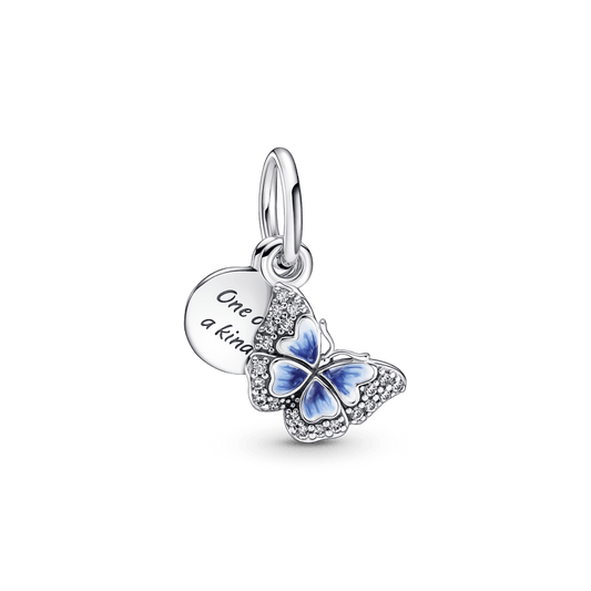 Piekarināmais zilā tauriņa un pēdiņu amulets