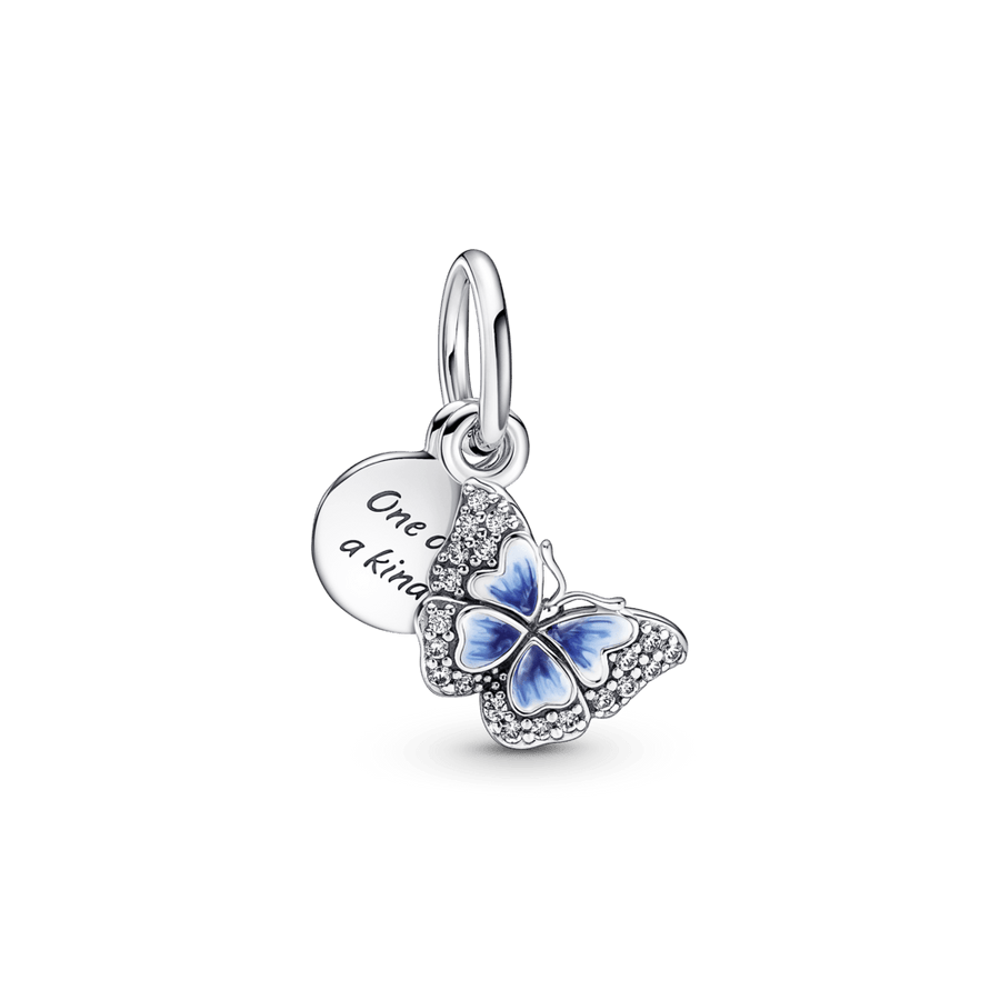Piekarināmais zilā tauriņa un pēdiņu amulets