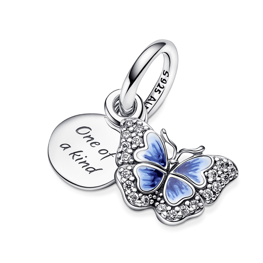Piekarināmais zilā tauriņa un pēdiņu amulets