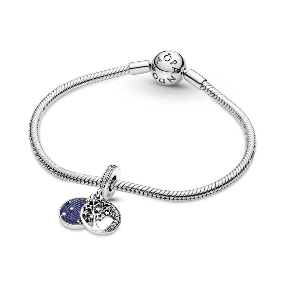 Dubultais, piekarināmais amulets ar koku un galaktikas mēneša motīvu