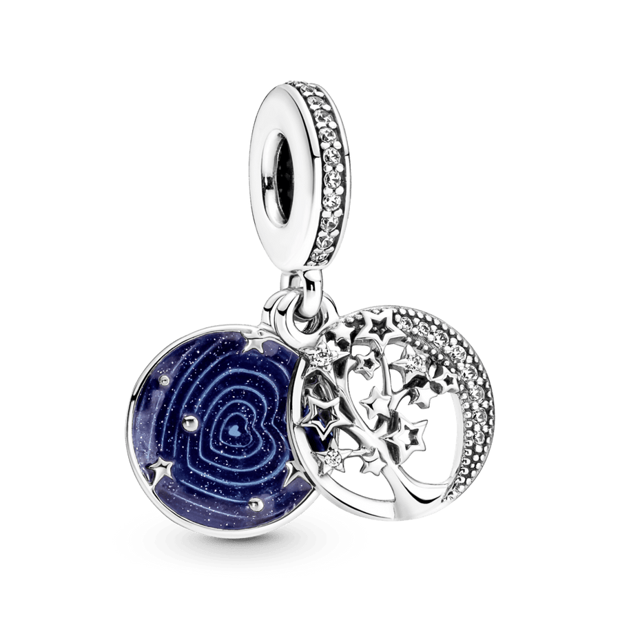 Dubultais, piekarināmais amulets ar koku un galaktikas mēneša motīvu