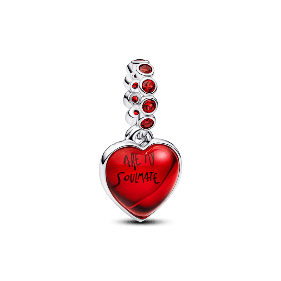 Sarkanā Murano stikla dubultais sirds amulets