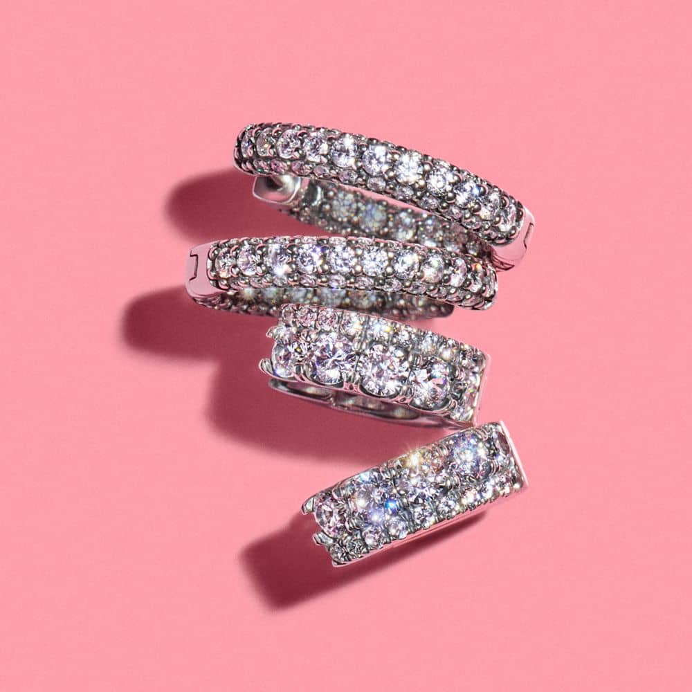 Dubultie riņķa auskari ar pavé rakstu