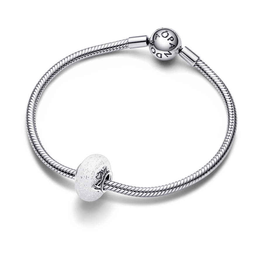 Mirdzoši baltais Murano stikla "Mum & Love" amulets