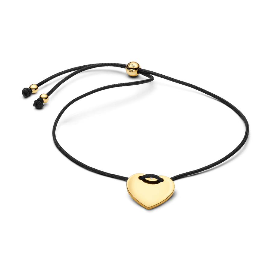 Gravējamā sirds formas melnas auklas slīdņa aproce