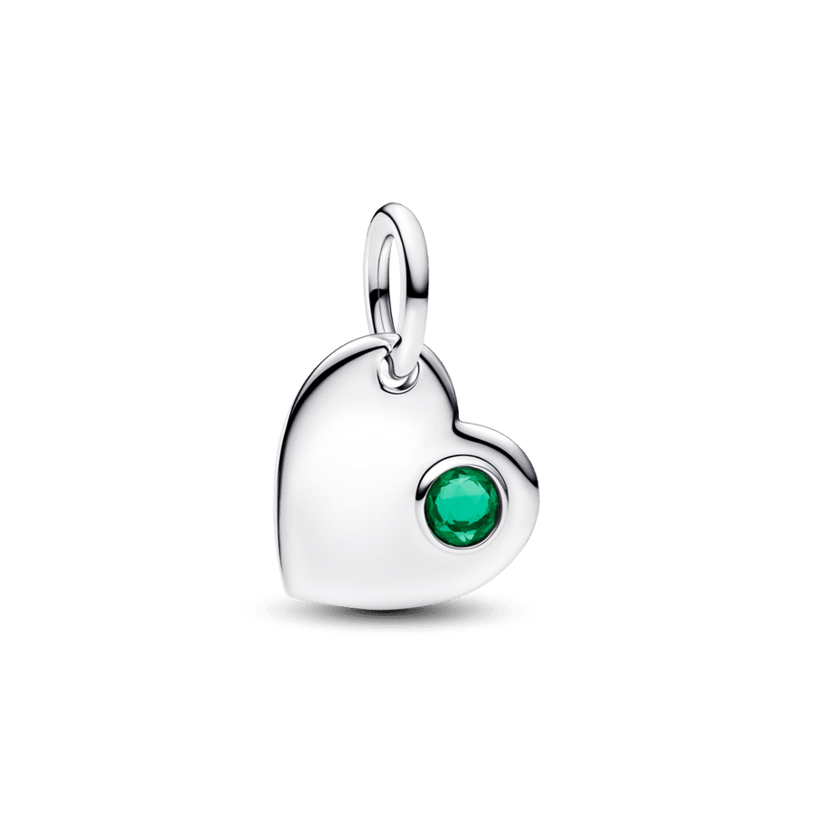 Maija gravējamais sirds formas zaļā akmens amulets
