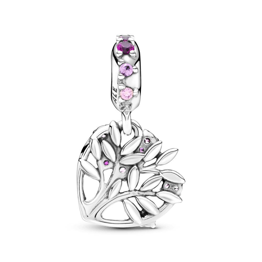 Mirdzošs piekarināmais ģimenes koka amulets rozā krāsā