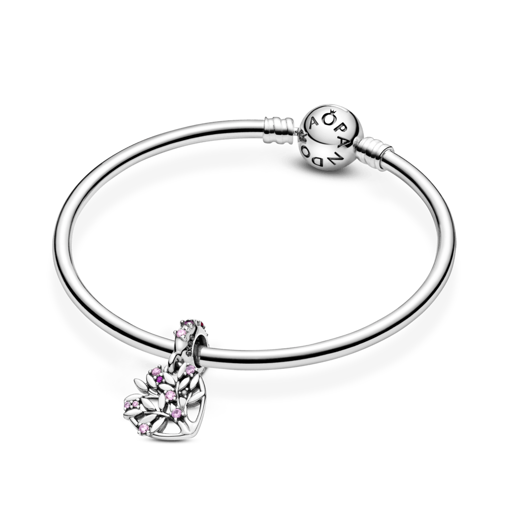 Mirdzošs piekarināmais ģimenes koka amulets rozā krāsā