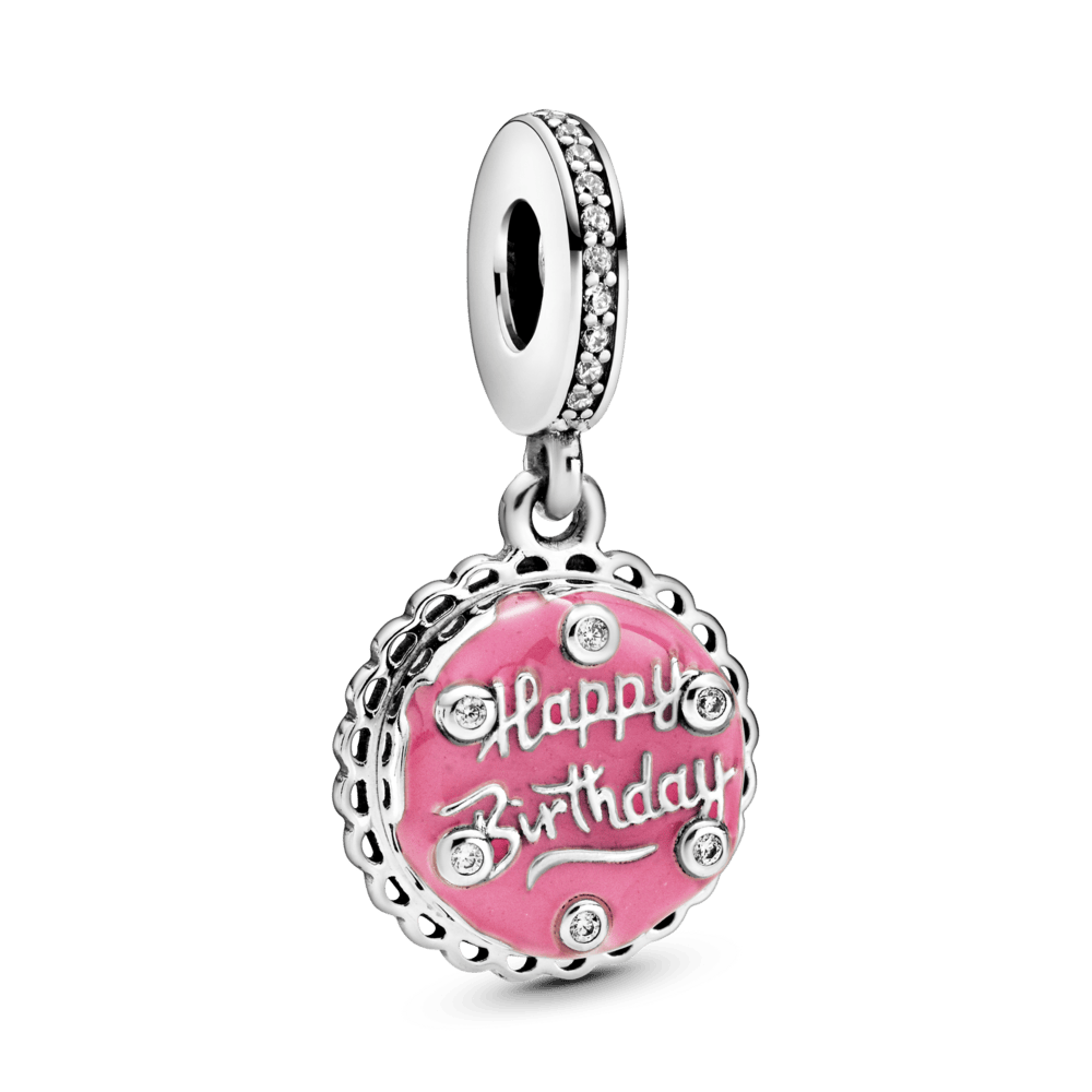 Piekarināms rozā dzimšanas dienas kūkas amulets