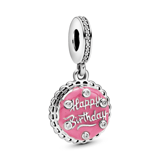 Piekarināms rozā dzimšanas dienas kūkas amulets