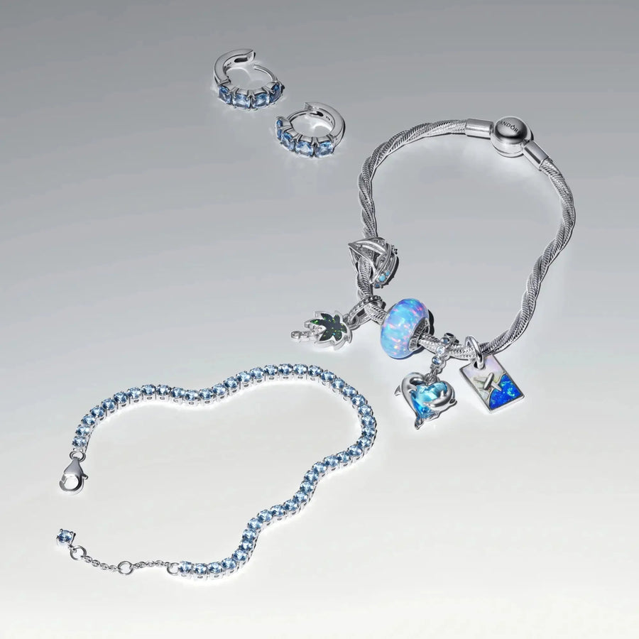 Zilā Murano stikla delfīnu amulets