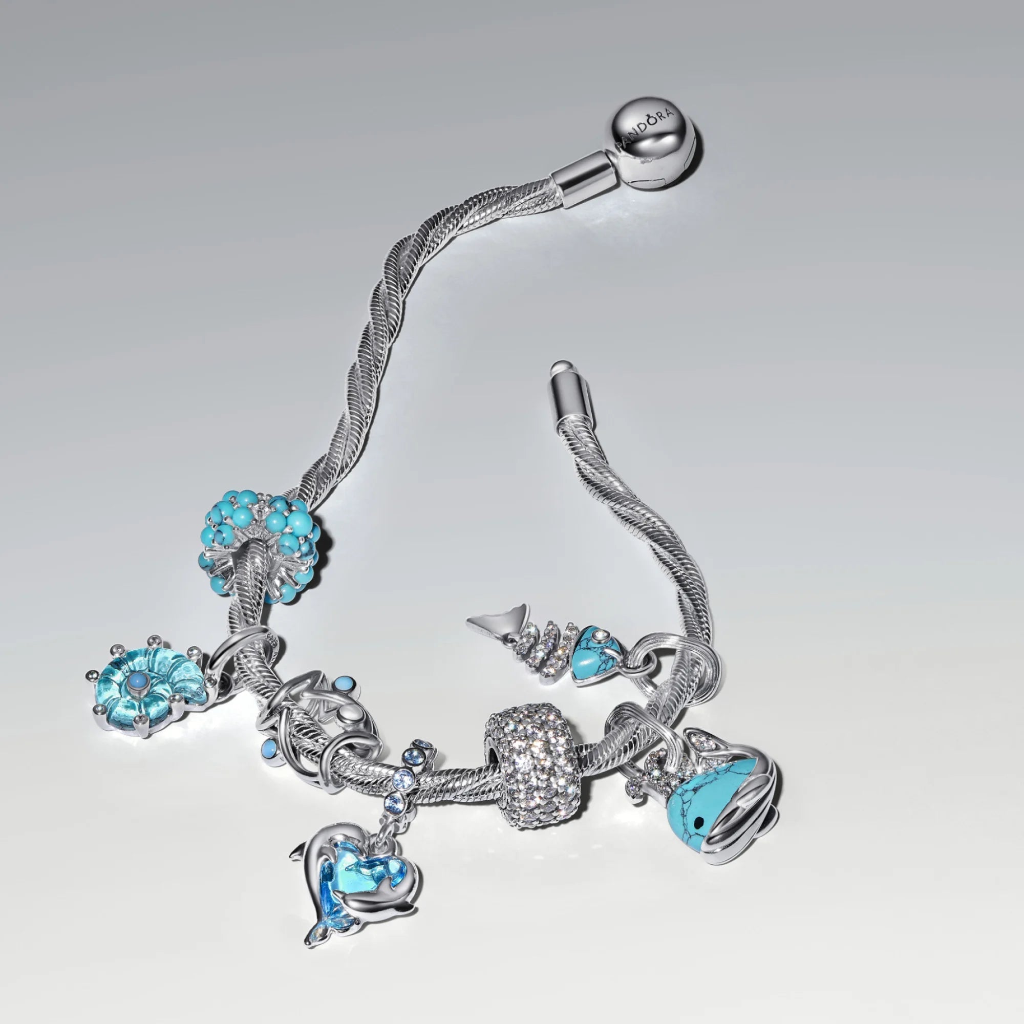 Zilā Murano stikla delfīnu amulets