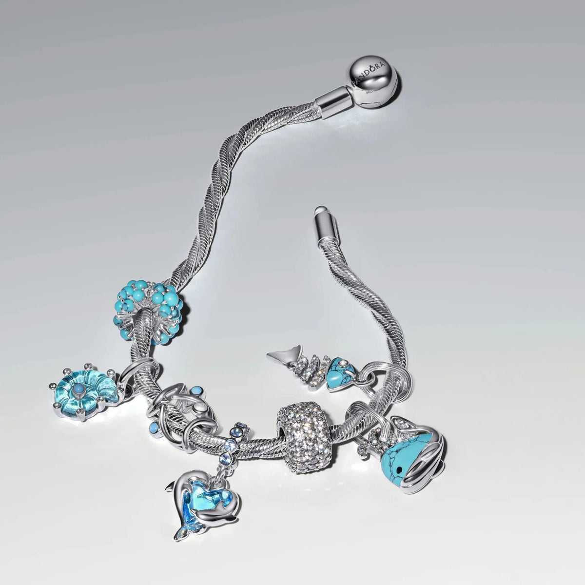 Zila Murano stikla Jūras gliemeža amulets
