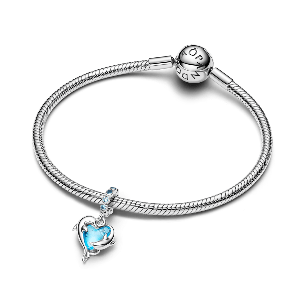 Zilā Murano stikla delfīnu amulets