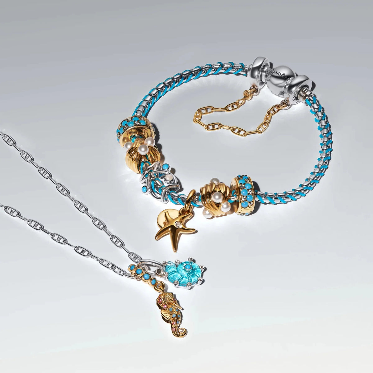 Zila Murano stikla Jūras gliemeža amulets