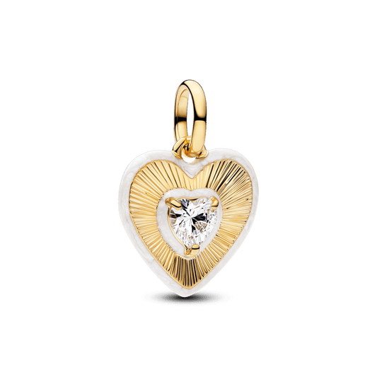 Starojošs baltais sirds medaljona amulets