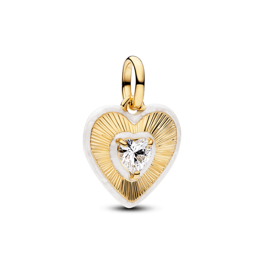 Starojošs baltais sirds medaljona amulets