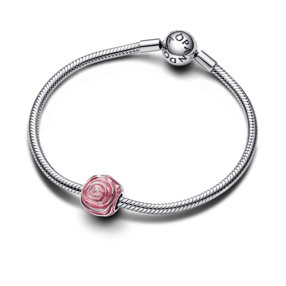 Rozā rozes zieda amulets