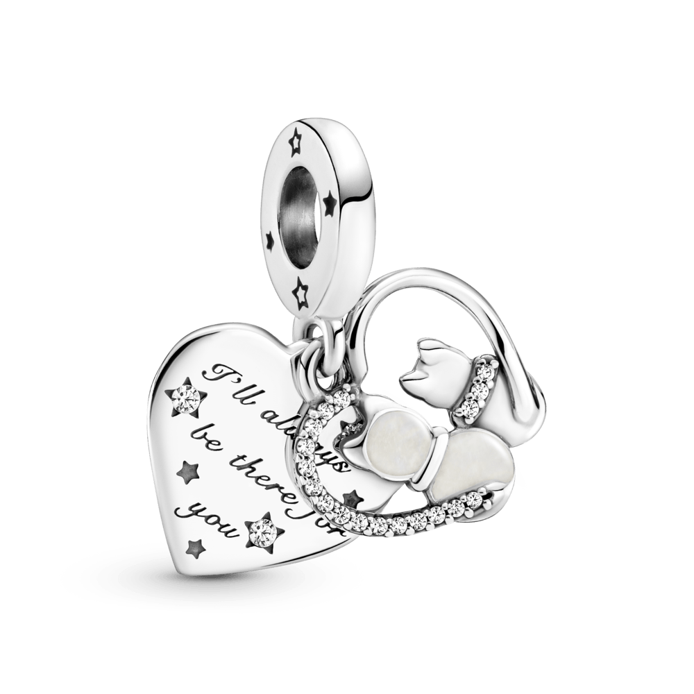 Piekarināmais amulets ar kaķu un sirds motīvu