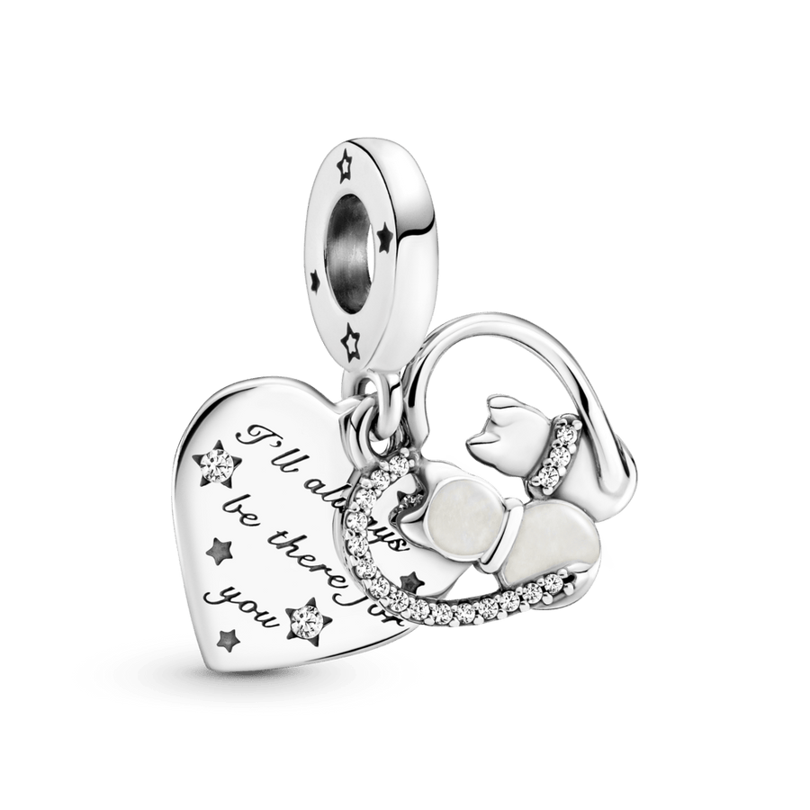 Piekarināmais amulets ar kaķu un sirds motīvu