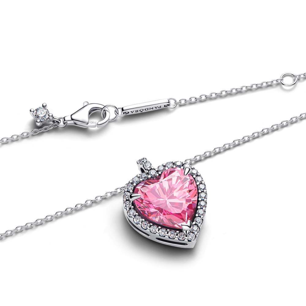 Rozā Halo sirds formas Collier kaklarota