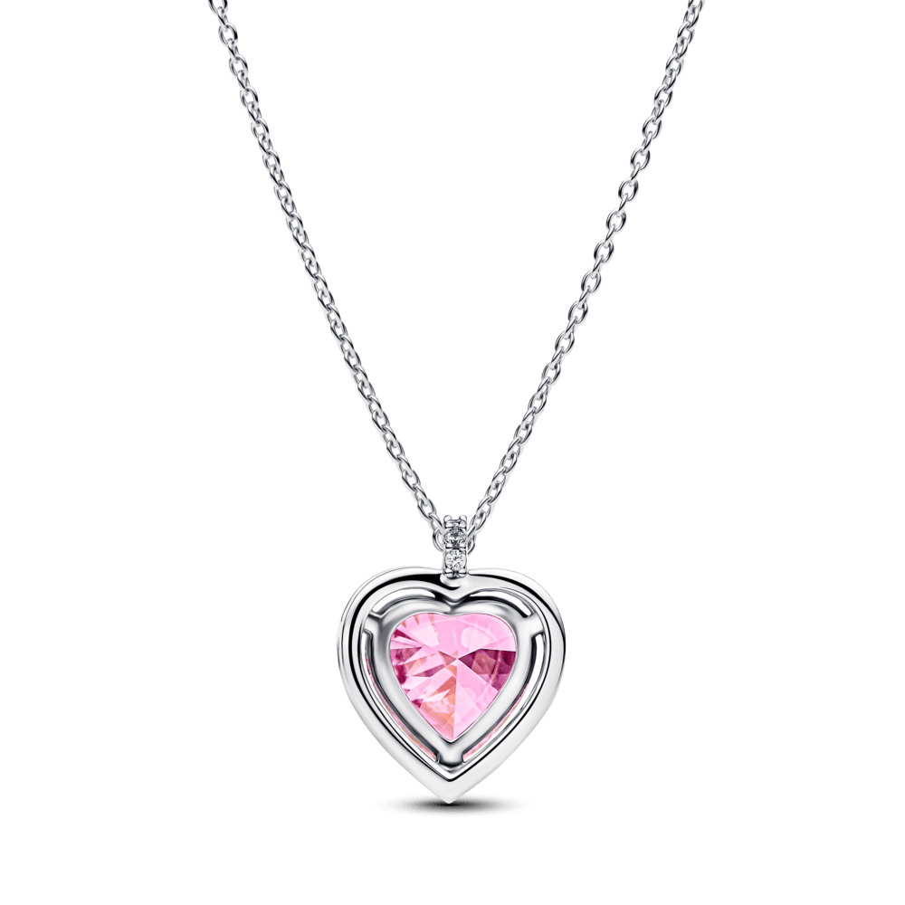 Rozā Halo sirds formas Collier kaklarota