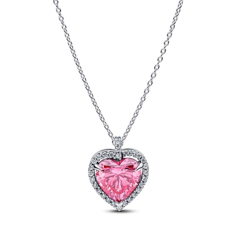 Rozā Halo sirds formas Collier kaklarota