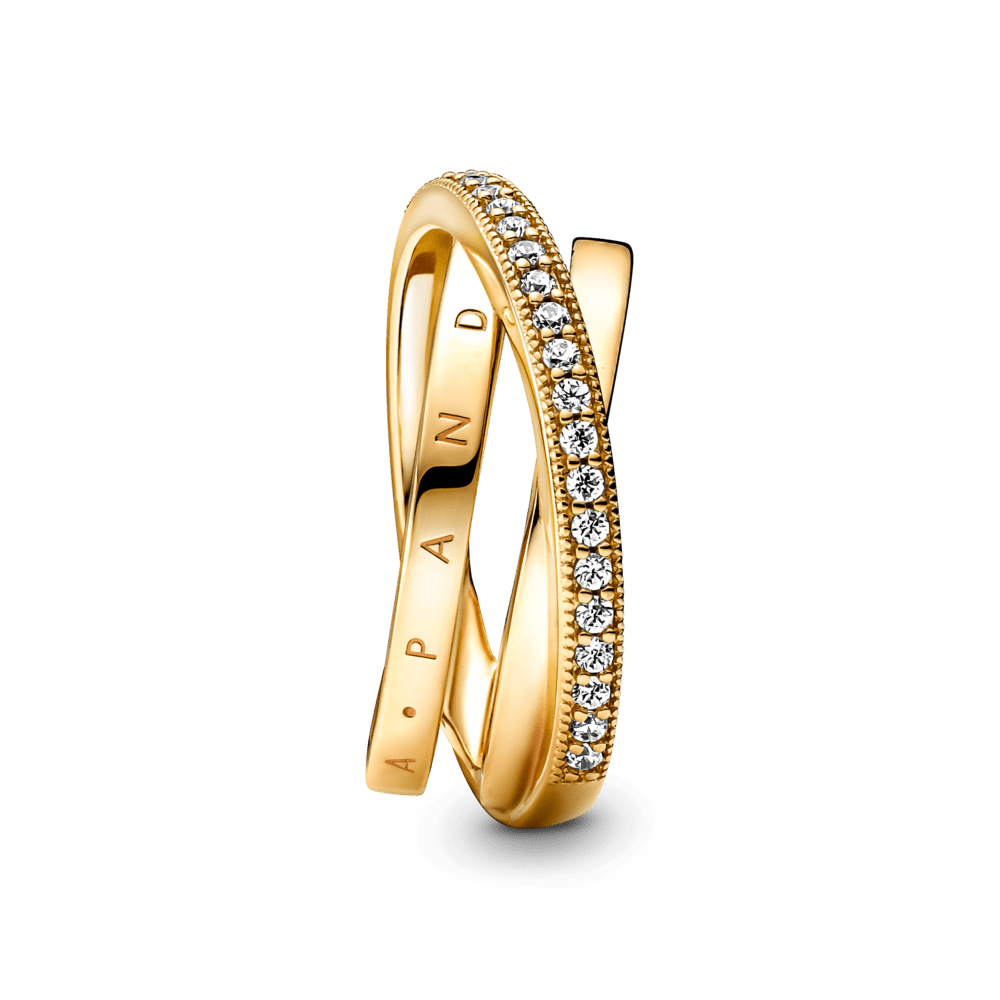 Kombinētais pavé gredzens ar trīs stīpiņām